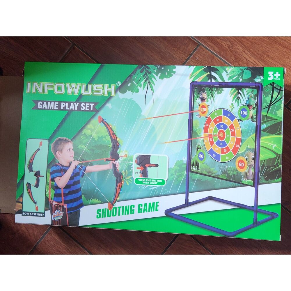 4-in-1 Bow and Arrow Set for Kids, 2 Archery 10 Arrows, 4 Darts and 2 Toy Guns